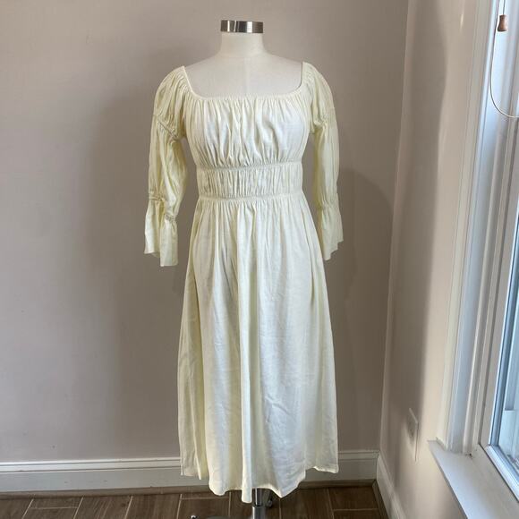Cult Gaia Stella Dress Square Neckline Midi Length Linen Blend Dress Size Large - Picture 3 of 11